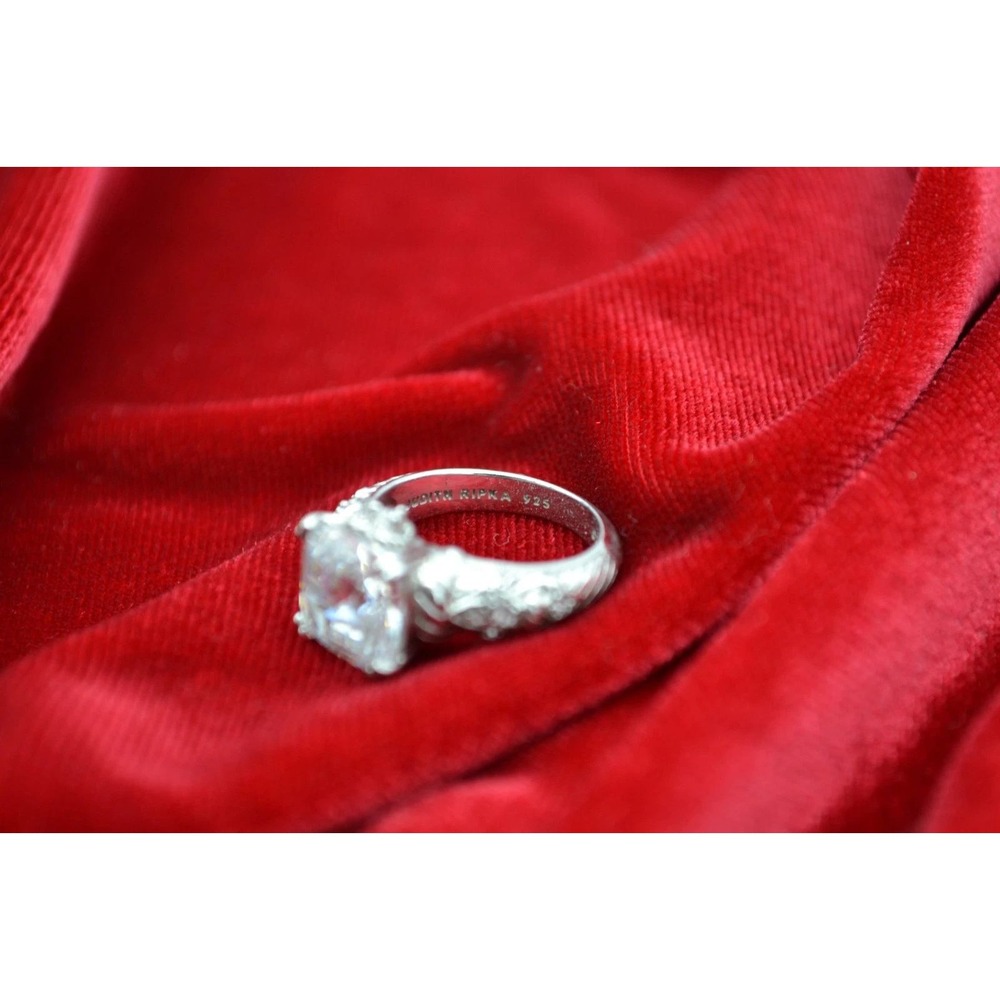 Judith Ripka Sterling Silver 925 Cushion Cut CZ Statement Ring Size 6